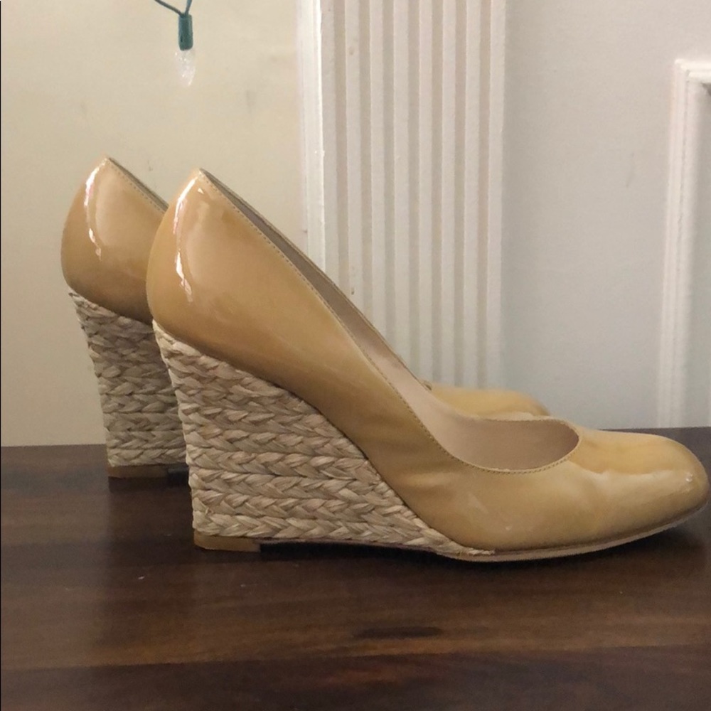 Lk bennett eevi tan patent wedge espadrille 38